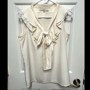 Loft tie collar ruffle blouse